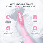 FOREO ISSA Hybrid Wave Brush Head Pink, Medical-Grade Silicone & PBT Polymer Bristles, 6 Months Lasting