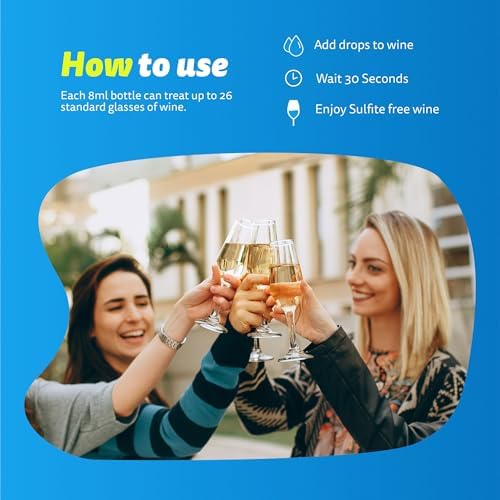 UBfree Wine Drops - Sulfite and Histamine Remover for White Wine - 1 Pack - Made in New Zealand - Natural, Odorless, Tasteless, Reduces Headaches and Allergies - Portable