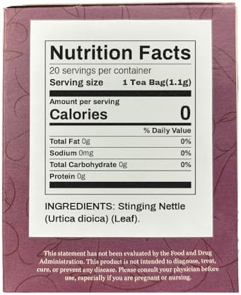 Organic Positively Botanicals Company, Nettle Leaf Herbal Tea Bags, 20 Count