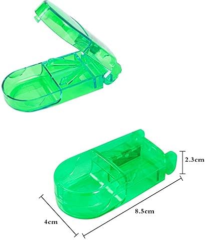 3 Pcs Pill Cutter Pill Splitter Tablet Cutter with Storage Compartment Box for Big & Small Pills