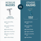 MERKUR 39C Double Edge Safety Razor, Slant Bar Design- Long Handle, Made in Germany, Plastic-Free, Two Piece Design