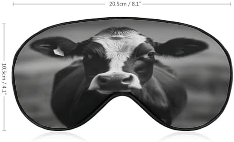 Black White Cow Face Sleeping Mask for Men Women,Sleep Masks with Adjustable Elastic Strap for Travel,Blackout Eye Mask for Pressure-Free & Sleeping Light Blocking
