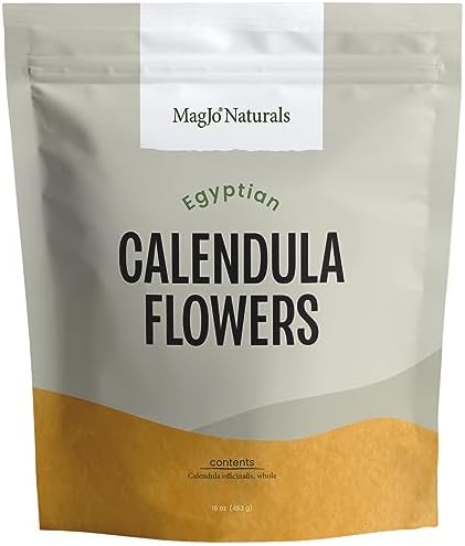 MagJo Naturals, Calendula Flower (1 Pound Bag) whole dried calendula flowers and petals, Calendula officinalis, loose leaf tea, marigold flowers, loose leaf teas, cocktail bombs, Raw