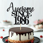 40th Awesome since1986 Cake Topper Cheers to 40 Years Birthday Cake Pick 40 Fabulous Cake Decoration for Happy 40th Birthday Anniversary Party Cake Decorations Supplies