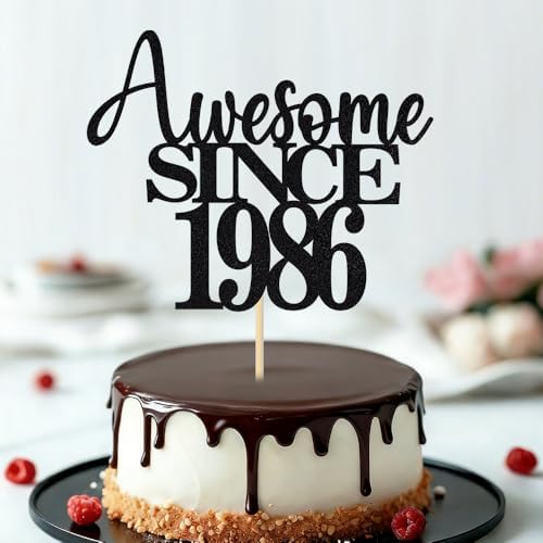 40th Awesome since1986 Cake Topper Cheers to 40 Years Birthday Cake Pick 40 Fabulous Cake Decoration for Happy 40th Birthday Anniversary Party Cake Decorations Supplies