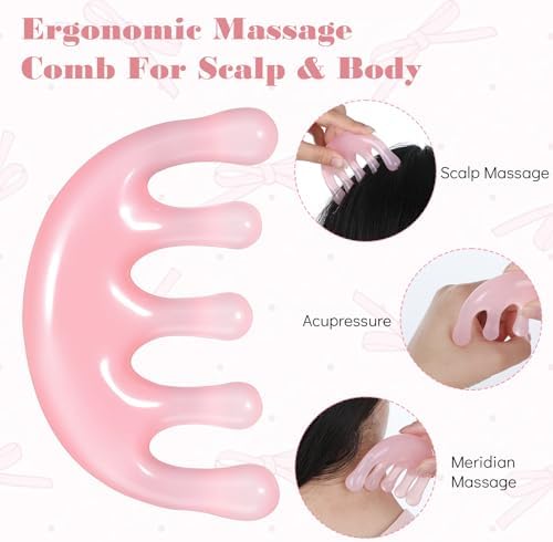 2 Pcs Resin Massage Comb Scalp Massage Tool for Scalp Care Muscle Relaxation Gua Sha Meridian Massage-Tool for Head and Neck