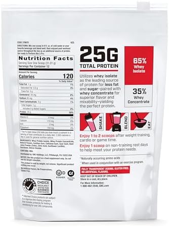 GNC Pro Performance 100% Whey Protein Powder 2.0, Fast Absorbing for Muscle Strength and Recovery, Strawberry, 12 Servings