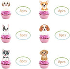 48Pcs Puppy Dog Cupcake Toppers for Boys Girls Kids Baby Shower Birthday Decorations