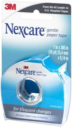 Nexcare Gentle Paper Tape Dispenser, Medical Paper Tape, Secures Dressings and Lifts Away Gently - 1 in x 10 Yds, 1 Dispenser