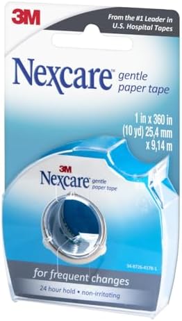 Nexcare Gentle Paper Tape Dispenser, Medical Paper Tape, Secures Dressings and Lifts Away Gently - 1 in x 10 Yds, 1 Dispenser