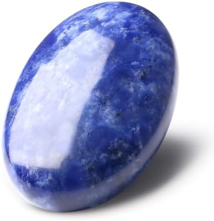 LAIDANLA Sodalite 2.4" Large Palm Stone Healing Crystals Natural Gemstones Calming Effects Energy Balancing Reiki Polished Worry Stone Cleansing Protection Anxiety Stress Relief Therapy 1PC