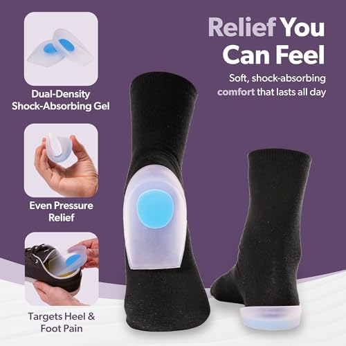 BraceAbility Heel Spur Cups | Medical-Grade Silicone Plantar Fasciitis Insole Cushion Pads, Gel Foot Orthotic & Shoe Insert Protectors (Pair - X-Large)