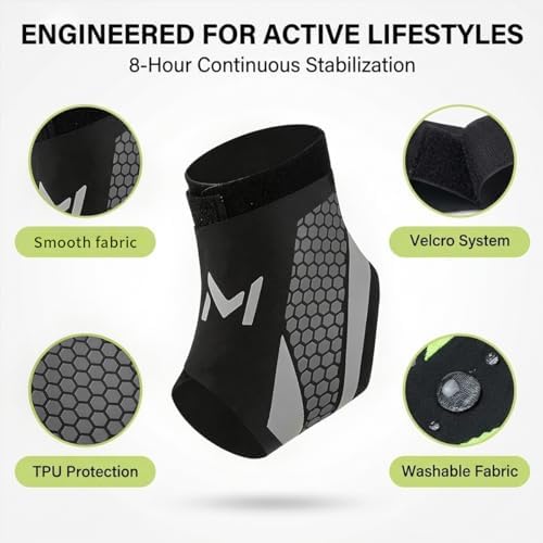 2-Pack Ankle Brace for Men & Women, Adjustable Figure-8 Stabilizer with Straps for Basketball, Volleyball & Running, Compression Sleeve for Sprained Ankle, Plantar Fasciitis & Tendonitis Relief