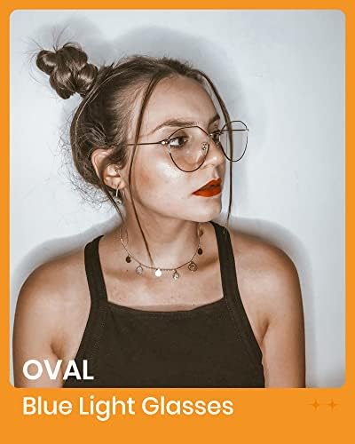 Cyxus Blue Light Glasses for Men and Women, Round Metal Frame Computer Eyeglasses for Office, Gaming, Reading 8090