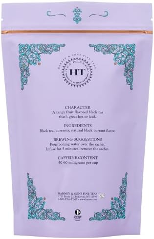 Harney & Sons Black Currant Tea | 25 Sachets of Caffeinated Black Tea with Black Currant Flavor, HT Tea Blends