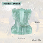 YATOJUZI 2" Green Aventurine Elephant Statue - Hand Carved Crystal Decor for Home, Office, or Gifts