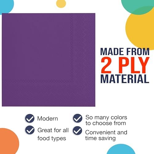 Party Solids Purple Paper Napkins Disposable Everyday 200 Pcs 2 Ply Purple Cocktail Napkins Paper Everyday For Parties & Party Supplies