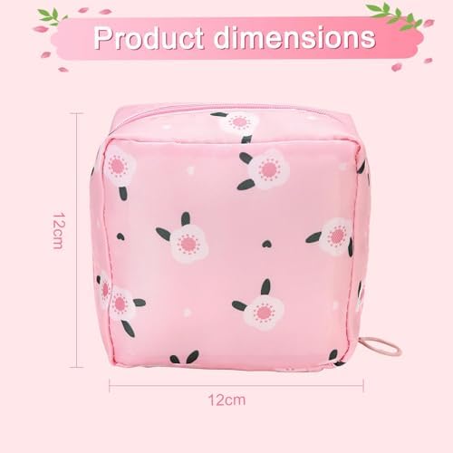Period Pouch Sanitary Pad Storage Bag Women‘s ’Tampon Organizer Small Makeup Pouch with Zipper Travel Portable, Pink