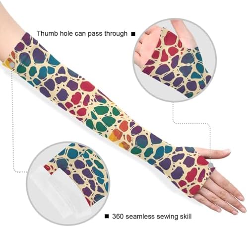 Arm Sleeves Vivid Giraffe Pattern Print, Sun UV Protection Breathable with Thumb Hole for Sports Cycling Driving Hiking Heat Dissipation for Men Women Outdoor Fitness 1 Pair