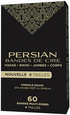 Persian Multi-Zone Cold Wax Strips | 4 Sizes, 60 Strips | Pre-Lined for Face, Legs, Body, Bikini & Underarms | Hair Removal Waxing Kit with Aftercare Oil | Easy, Ready-to-Use | All-Natural Ingredients