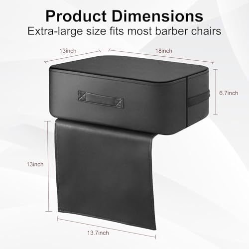 Salon Booster Seat for Kids Hair Cutting, 18 x 13 x 6.7in Children Salon Chair Cushion for Hair Stylist, Barber Booster Seat Leather Cushion, Beauty Salon Spa Equipment Black