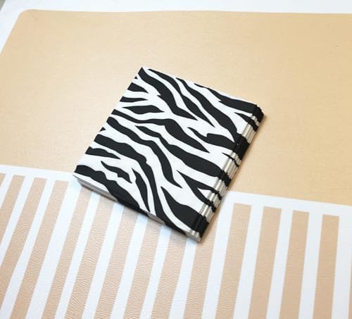 TUIC 40 Sheets Safari Zebra Animal Print Cocktail Napkins, 2-ply Black and white stripe Gingham disposable Paper, Napkins for Restaurant Bar Party(13'')