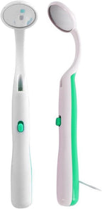 2 Pcs Dental Mirror with Light Tool LED Lighted Teeth Inspection Mirror Anti Fog Curve Angle Dentist Oral Care Tool (Green)