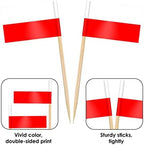 AhfuLife Poland Flag Toothpick Flags Picks, 100 Pcs Small Tiny Poland Cupcake Toppers Stick Flags Double-sided for World Cup, National Day, Birthday Party Decorations, Cake Flags