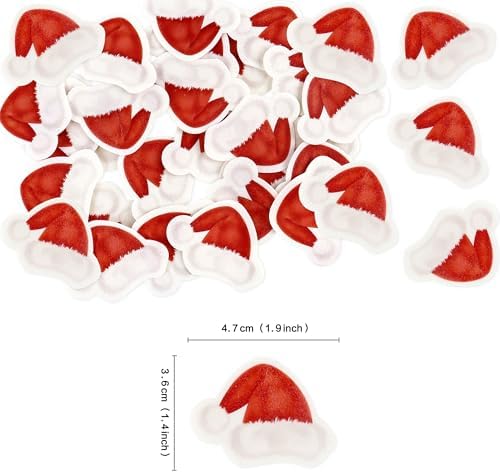 Ercadio 40 Pcs Edible Red Christmas Hat Cupcake Toppers Santa Claus Hat Cupcake Drink Topper Picks for Eve Xmas Holiday Christmas New Year Holiday Party Cake Decorations Supplies