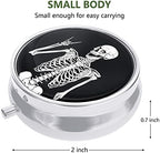 Nipichsha Pill Box, Small Pill Case for Purse & Pocket, Cute Travel Medicine Organizer, Portable Medicine Container Holder to Hold Vitamins, Medication, Fish Oil & Supplement, Human Skeleton