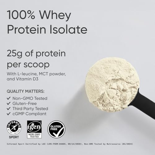 Sports Research Whey Protein Isolate - Sports Nutrition Protein Powder 25g per Serving - 2.06lb Bag Whey Protein - Vanilla Flavor - Bulk Protein Powder, 26 Servings
