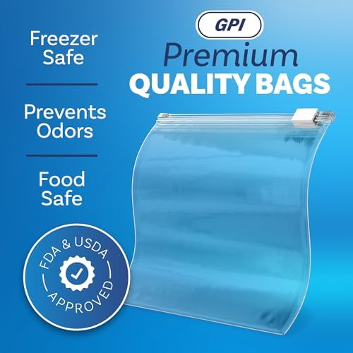 100 Count - Slider Zip Food Storage Bags, 6" x 6" (1 Pint) 3 Mil Heavy Duty, Strong & Durable for Freezer Storage, for Food, Snacks & More. GPI