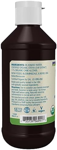 NOW Foods BetterStevia Organic Zero-Calorie Liquid Sweetener, Keto Friendly, Suitable for Diabetics, No Erythritol, 8-Ounce