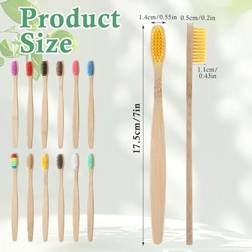 120 Pcs Bamboo Toothbrushes, Soft Bristle Toothbrush for Adults, Eco Friendly Natural Wooden Toothbrushes, Vegan Organic Bamboo Travel Tooth Brush, Individually Wrapped, 7 Inch 12 Color