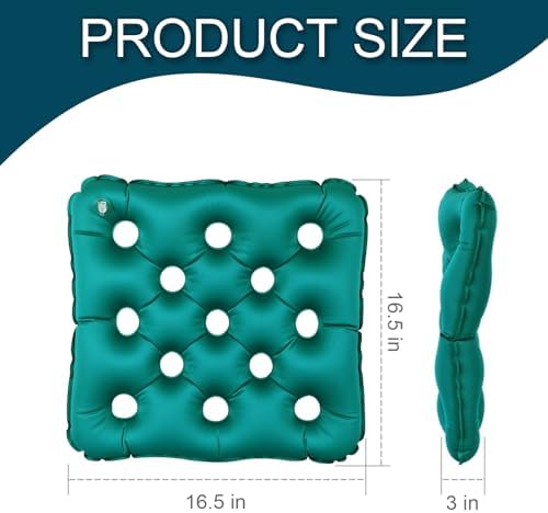 Waffle Cushions for Pressure Relief, Inflatable Seat Cushion for Prolonged Sitting, Wheelchair Cushion for Pressure Sore, Ideal Car Seat Cushion, Airplane Cushion for Long Flights with Inflatable Pump