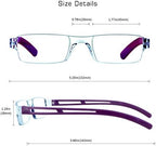 VisionGlobal 8 Pairs Reading Glasses, Blue Light Blocking Glasses, Computer Reading Glasses for Women and Men, Fashion Square Eyewear Frame (4color+4purple,+3.00 Magnification)