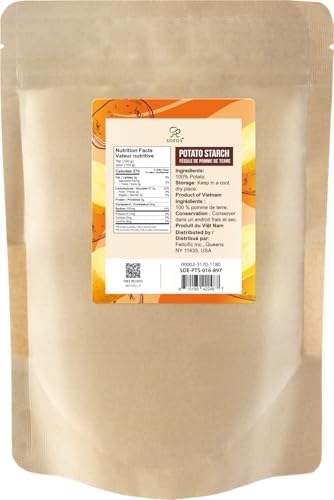 Soeos Potato Starch, 16 oz(1lb) 454g – Gluten-Free Thickener for Baking, Frying & Sauces, Crisp Texture Corn Starch for Tempura (Resealable Bag)