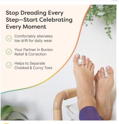 Very Soft Clear Bunion Toe Separators, Overnight Bunion Pain Relief, Compressable Toe Spacer for men and women - 4 Pack (Clear Gel)