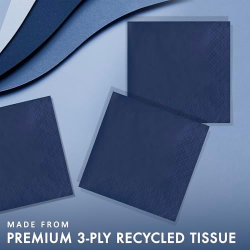 Creative Converting Paper Napkins, 3-Ply Beverage Size, Navy Color, 50-Count Package
