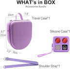 Silicone Cover and Travel Case Compatible with Yoto Mini with Headphones, Hard Carrying Case with Shoulder Strap and Adventure Jacket Accessories Set for Yoto Mini, Lavender