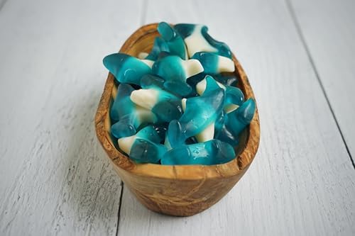 Bear Necessities Blue Gummy Sharks in Bear Jar - Cute Bow, Hand-Jarred Gummy Candy Gift - Sourced & Made in the USA, Fun Gift & Stocking Stuffer - Artisanal Candy Treats & Assorted Gummies - 1 Jar