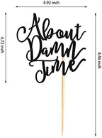 About Damn Time Wedding Cake Topper, Wedding Engagement Anniversary Party Decorations Supplies, Finally Cake Decor, Party Decorations - Black Glitter