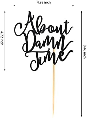 About Damn Time Wedding Cake Topper, Wedding Engagement Anniversary Party Decorations Supplies, Finally Cake Decor, Party Decorations - Black Glitter
