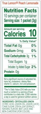 True Lemon Peach Lemonade 10ct (Pack of 1) - Drink Mix - No Artificial Sweeteners, Low Calorie - Powdered Drink Mixes & Flavors - Water Flavor Packets & Water Enhancer with Stevia
