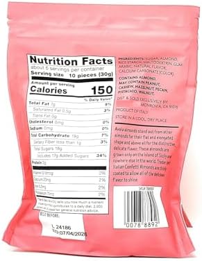 Limited Edition Italian Confetti Almonds, Sicilian Avola Almonts with Sweet Candy Coating 6oz/170g (Pack of 2)