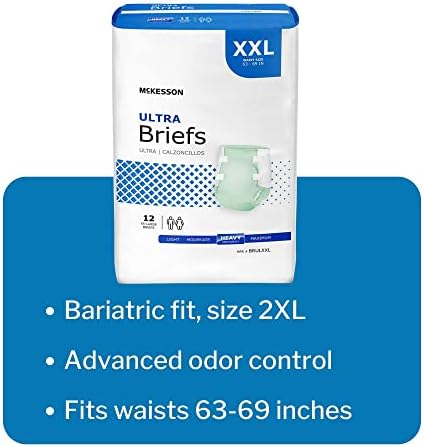 McKesson Ultra Briefs, Heavy Absorbency, Unisex, Disposable, Elastic Leg Gathers and Contoured Fit for Men and Women
