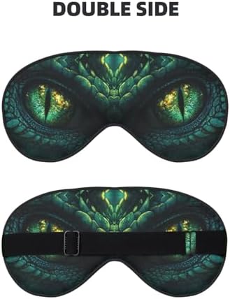 Abstract Green Dinosaur Eyes Sleep Mask Eye Mask with Adjustable Strap Eye Sleep Shade Cover Blocks Light for Women Men Airplane Travel Nap
