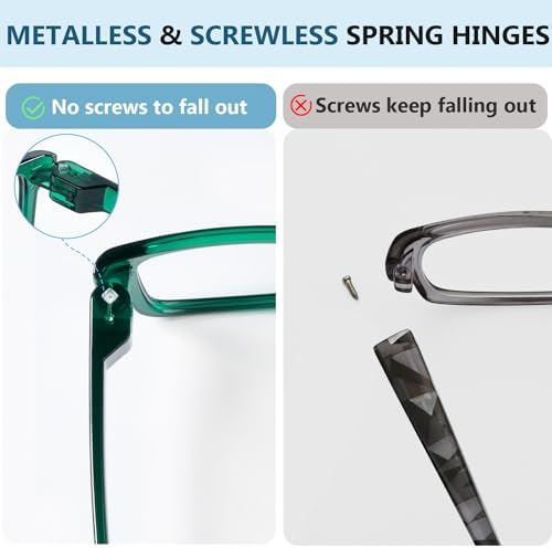 Eyekepper 6 Pack Metalless Reading Glasses with Screwless Spring Hinges Oversize Readers for Men +1.50