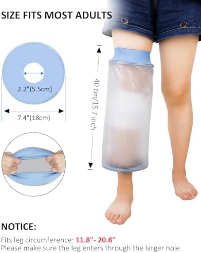 Waterproof Knee Cover for Shower Adult After Surgery, Upgraded Knee Surgery Shower Cover Watertight Cast Protector for Replacement Surgery Wound Burns Broken, Soft Stretchy Reusable