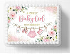 Sweet Baby Girl Pink Clothes Line Themed Edible Image, Birthday Cake Topper Frosting Sheet Icing Paper Cakes Decoration Edible Cake Sticker Decal 10" by 8"